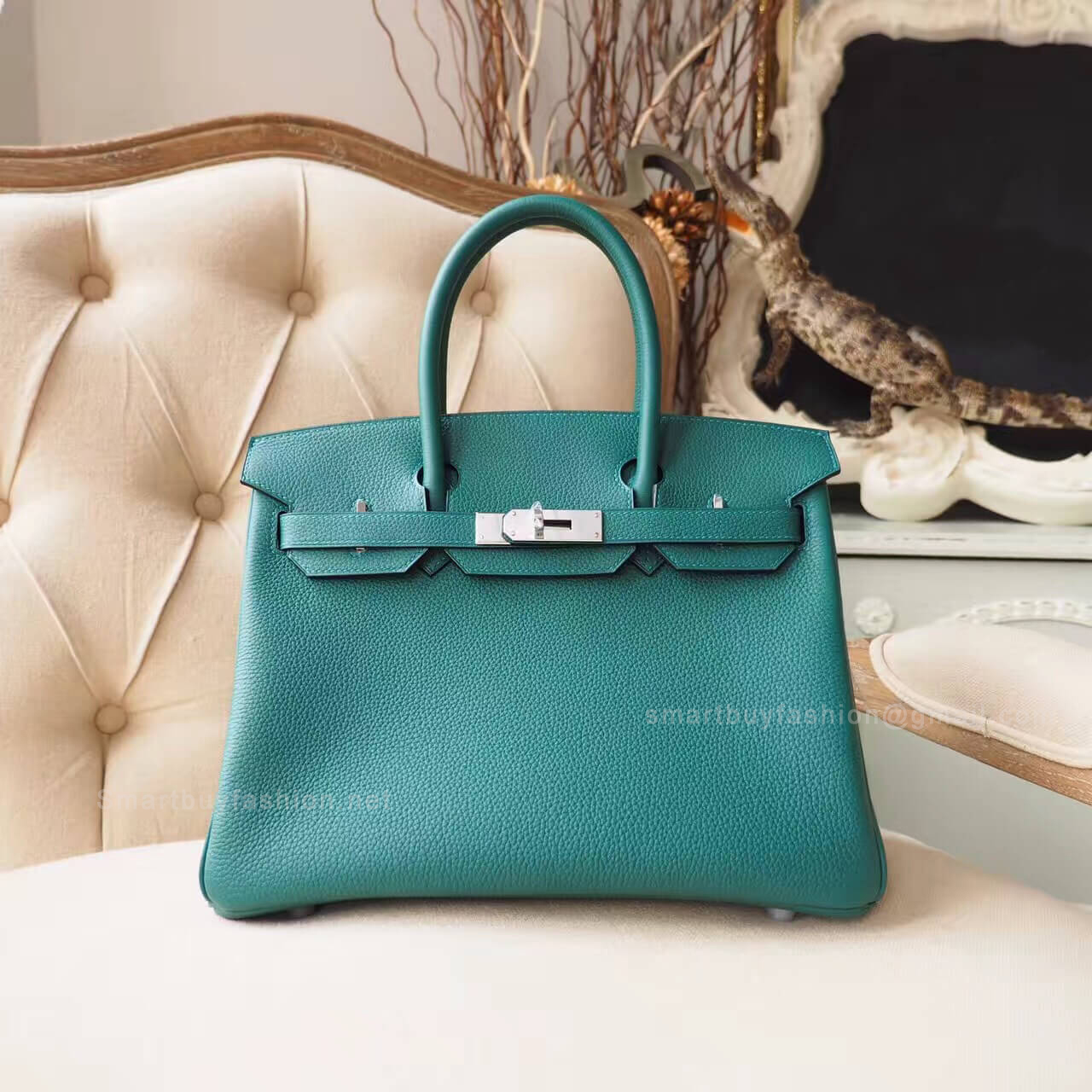 Hermes Birkin 30 Handbag in z6 Malachite Togo PHW